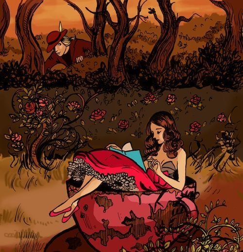 Piger sidder og læser i en tekop