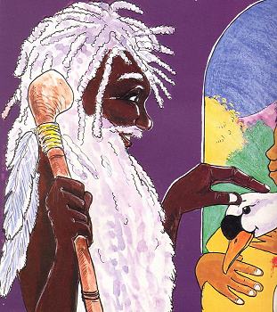 En gammel mand aer en svane