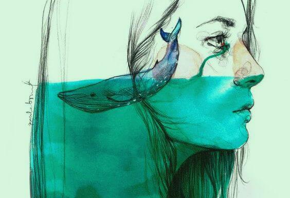 Kvinde græder et hav til en hval med ønsket om at ændre verden til det bedre