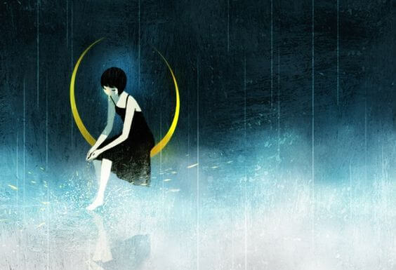 Kvinde på måne symboliserer skrøbelige mennesker