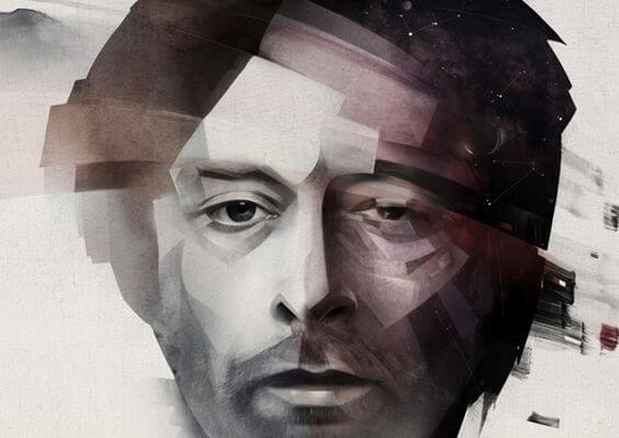 Maleri af mand, der kæmper med indre dialoger