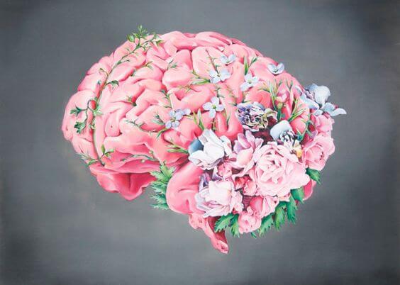 Hjerne fyldt med blomster