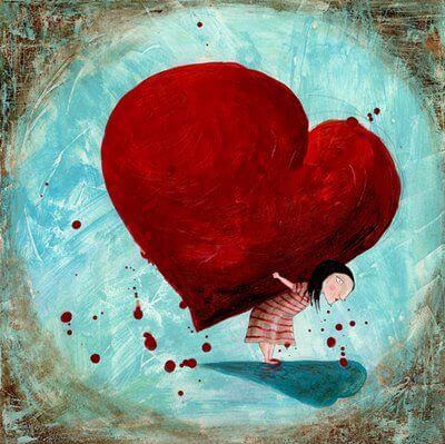 Person bærer hjerte på ryg og falder ikke