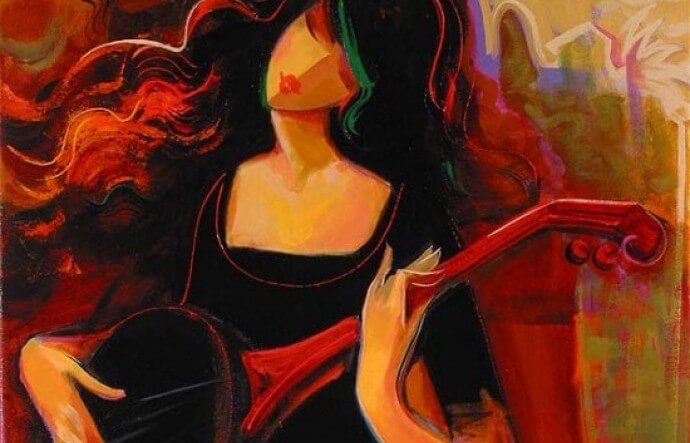 Kvinde spiller banjo