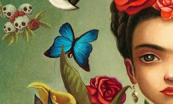 Prinsesse med blomst og sommerfugl