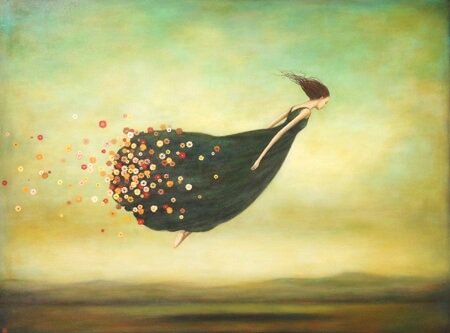 Giv slip på fortiden, som denne kvinde, hvor blomster flyver væk fra hendes kjole