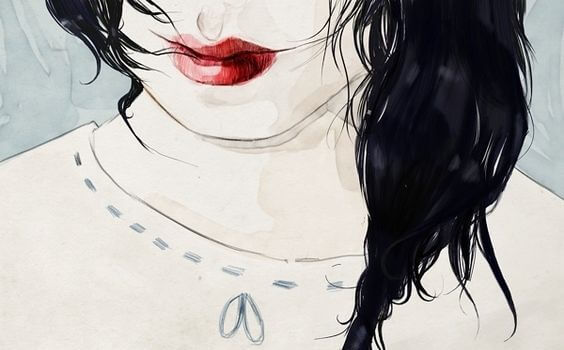 Nærbillede af kvinde med røde læber