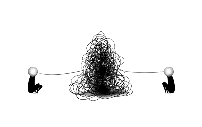 To vidunderlige mennesker, der sender hjerte til hinanden gennem snor