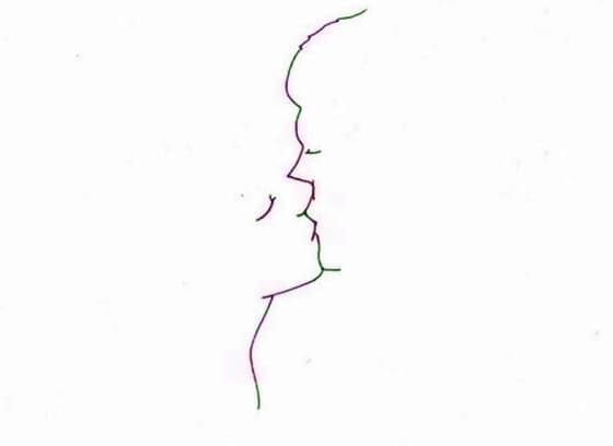 Silhuet af par, der kysser, som tegn på hengivenhed