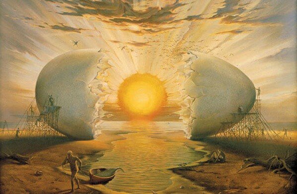 Kæmpe æg med sol som blommen