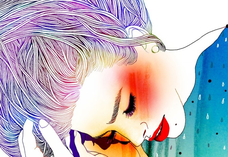 Kvinde med lukkede øjne accepterer forandringer