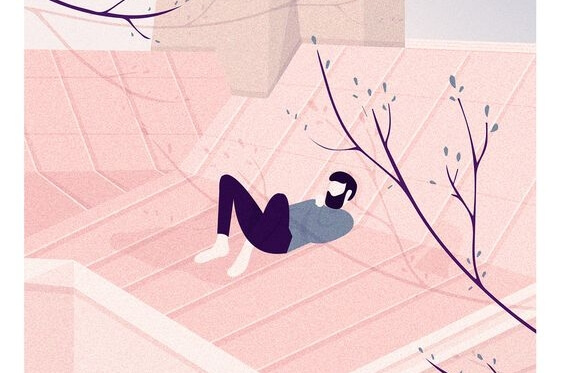 Mand ligger på tag for at opnå selvindsigt