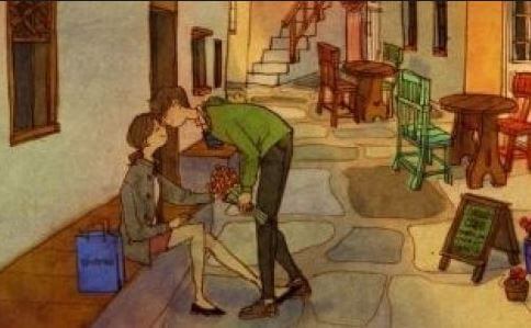 Par kysser hinanden på gaden