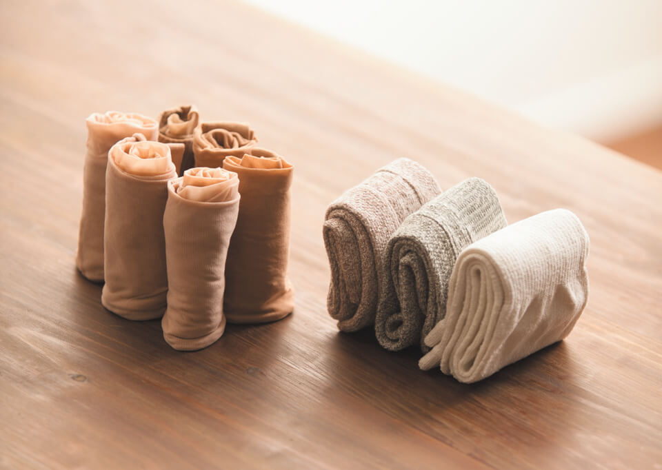 Sammenrullede sokker