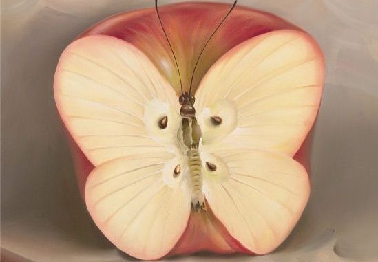 Æble formet som sommerfugl