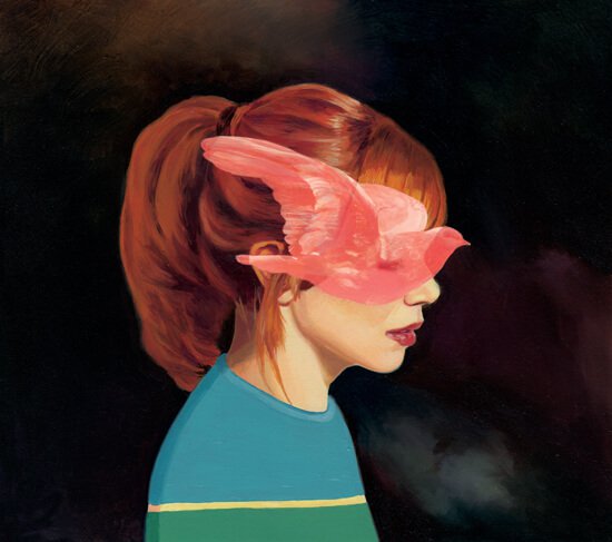 Kvinde med fugl for øjnene