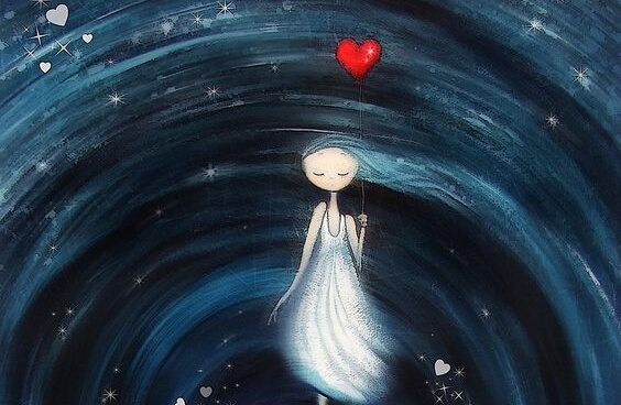 Kvinde går med hjerte og søger et bedre liv