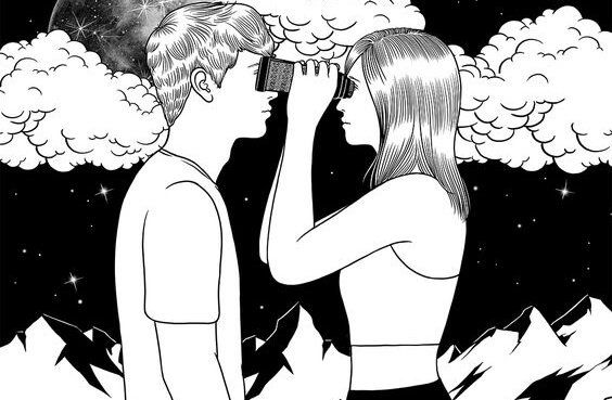 Kvinde ser mand gennem kikkert som følge af umulig kærlighed