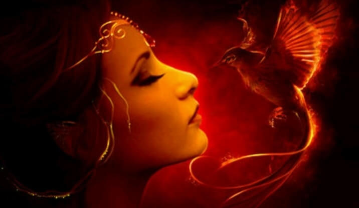 Kvinde og ild viser myten om føniksfuglen