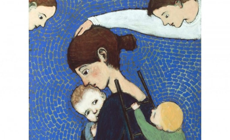 Engle holder hænderne over mødre, der beskytter sine børn