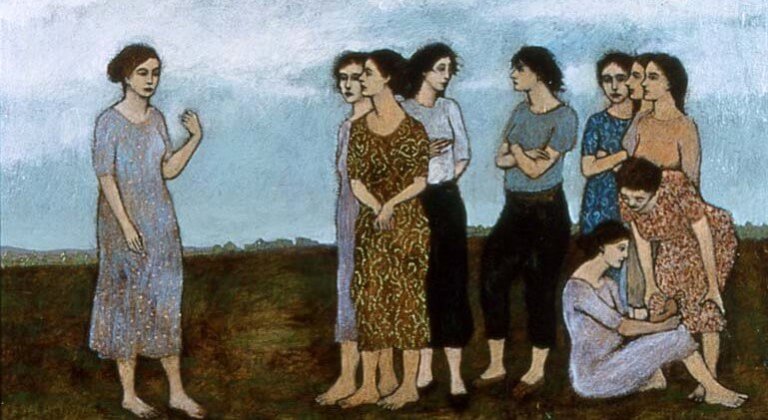 En gruppe mødre på en mark