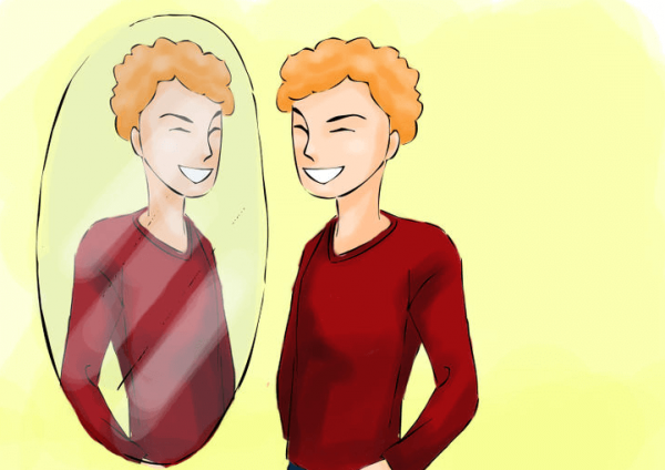 Selvglad mand ser sig og spejl og vælger at være single