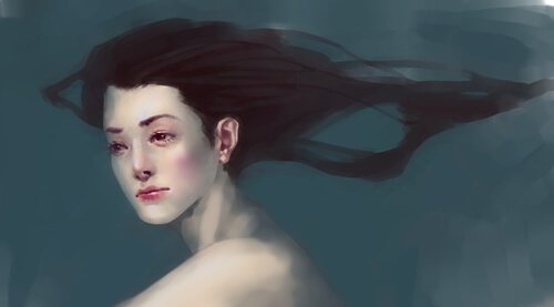 Kvinde med angst under vand