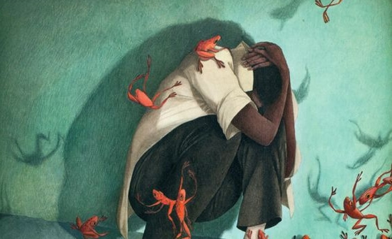 Røde frøer, der angriber mand, symboliserer udtryk vi ikke burde bruge