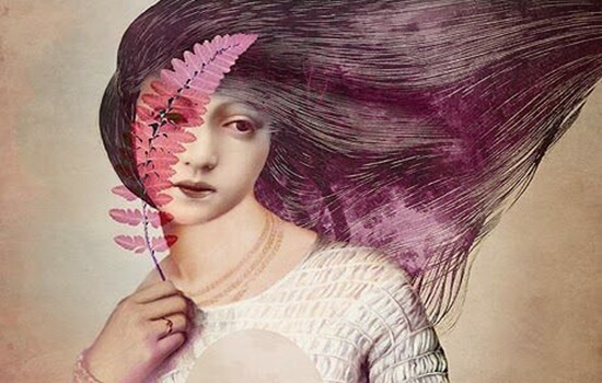 Pige med blad foran øje som symbol for tågelaget