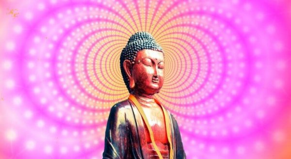 Buddha statue på pink baggrund