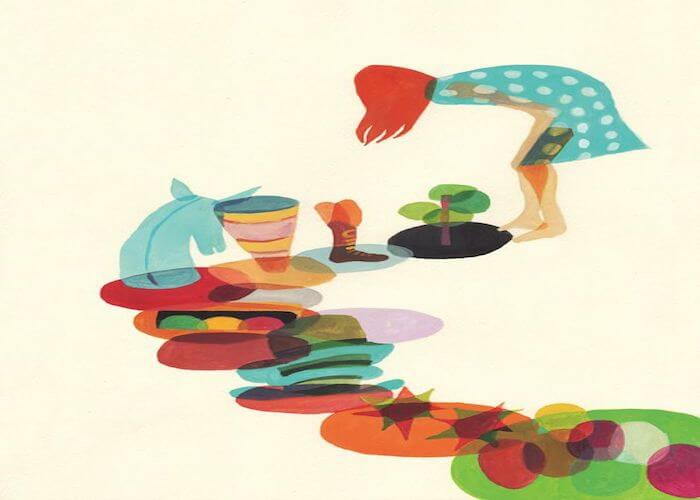 kvinde. farvede cirkler. livets mening.