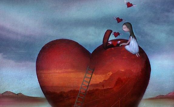 Pige lukker små hjerter ud af stort hjerte i forsøg på at håndtere sorg