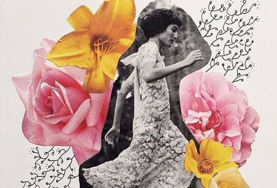 Kvinde i kjole med blomster