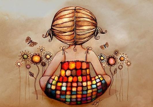 Barn på mark med farvet kjole