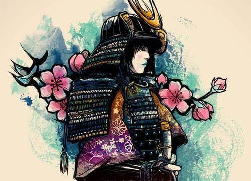 Samurai med blomster