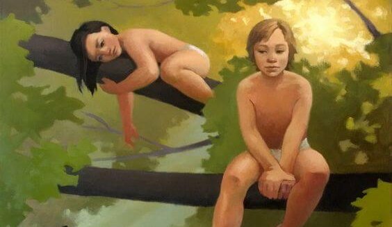 Nøgne børn i træ besidder følelsesmæssig intelligens