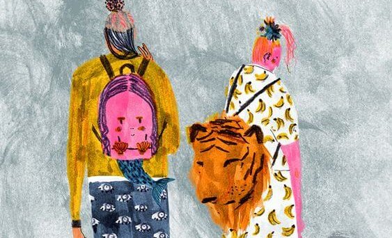 Personer med rygsæk viser giftigt venskab