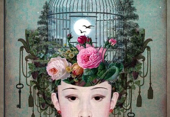 Kvinde med bur symboliserer følelsesmæssig afhængighed