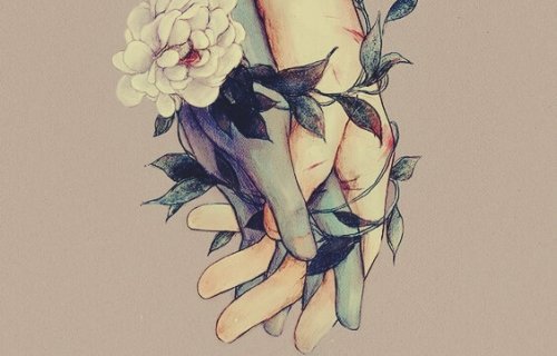 Hænder bundet sammen af blomster