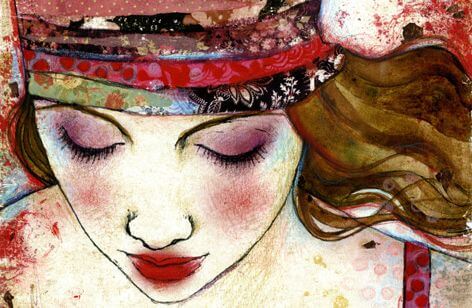 Pige med tørklæde om hår kigger ned i jord