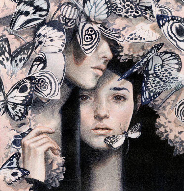 Par med sommerfugle omkring sig