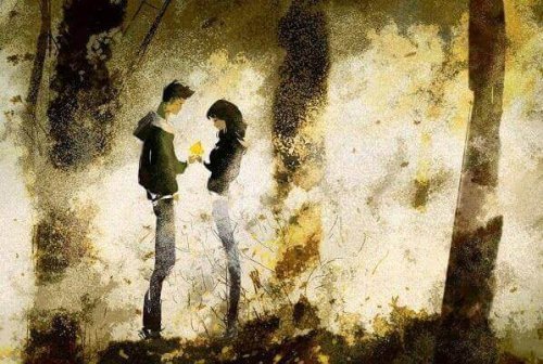 Par viser kærlighed med et brev