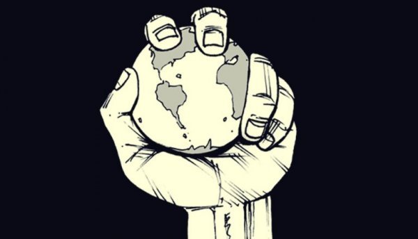Planet i hånd symboliserer magt
