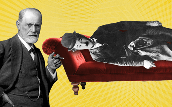 Billede af Charlie Chaplin og Sigmund Freud