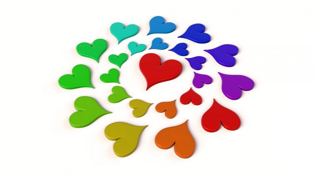 Hjerte i regnbuefarver i cirkel