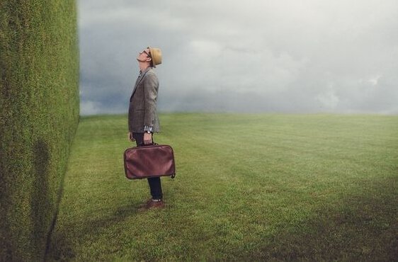 Mand foran uendelig høj hæk imødegår problemer