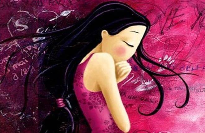 Pige med lukkede øjne tænker over tankefejl