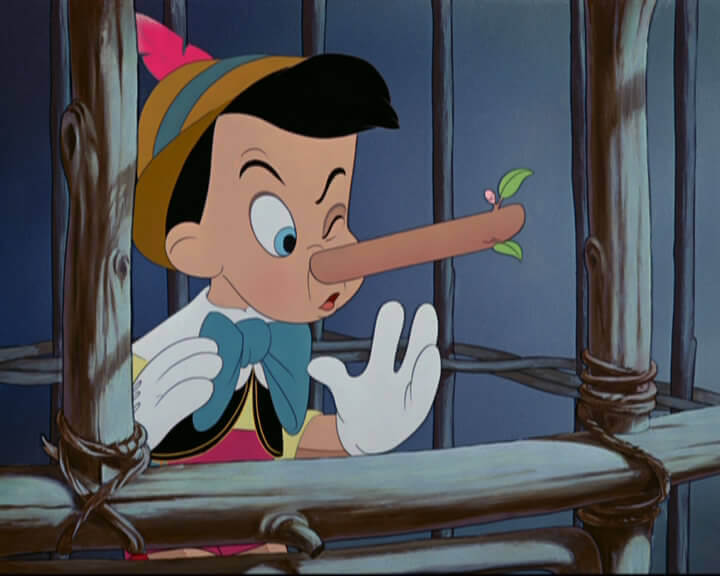Pinocchio med lang næse