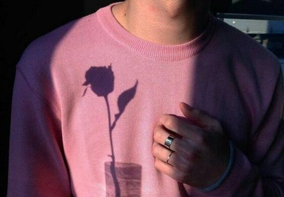Roses skygge på pink trøje