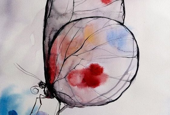 Sommerfugl med maling på vinger